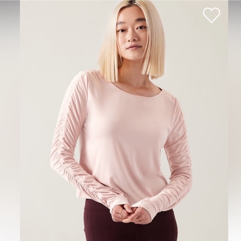 Athleta All Around Ruched Long Sleeve Top Pink Size L